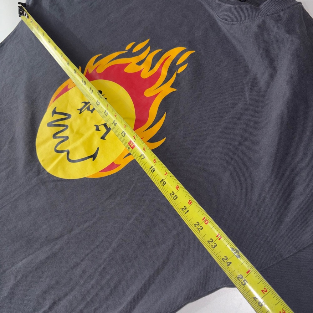 Palm Angels Burning Head Smiley Happy T Shirt Black L Back Logo Made Italy - Picture 3 of 6